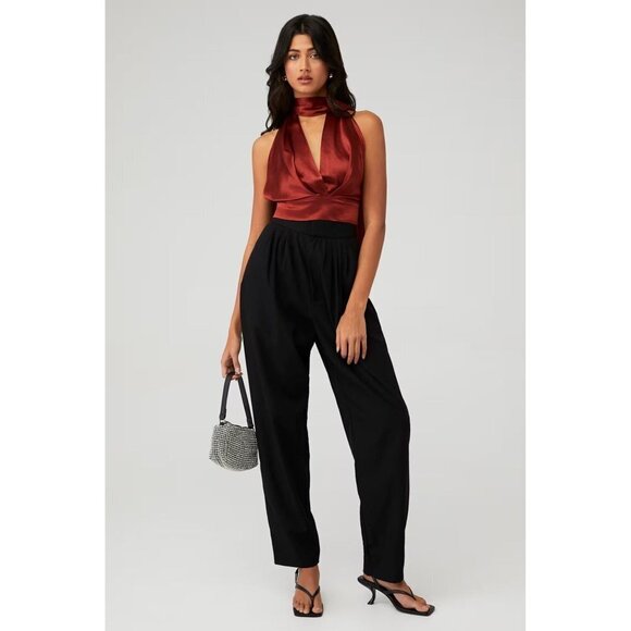 NONchalant Label Tara Silk Plunge Top Rust Womens Size XL - Picture 2 of 9